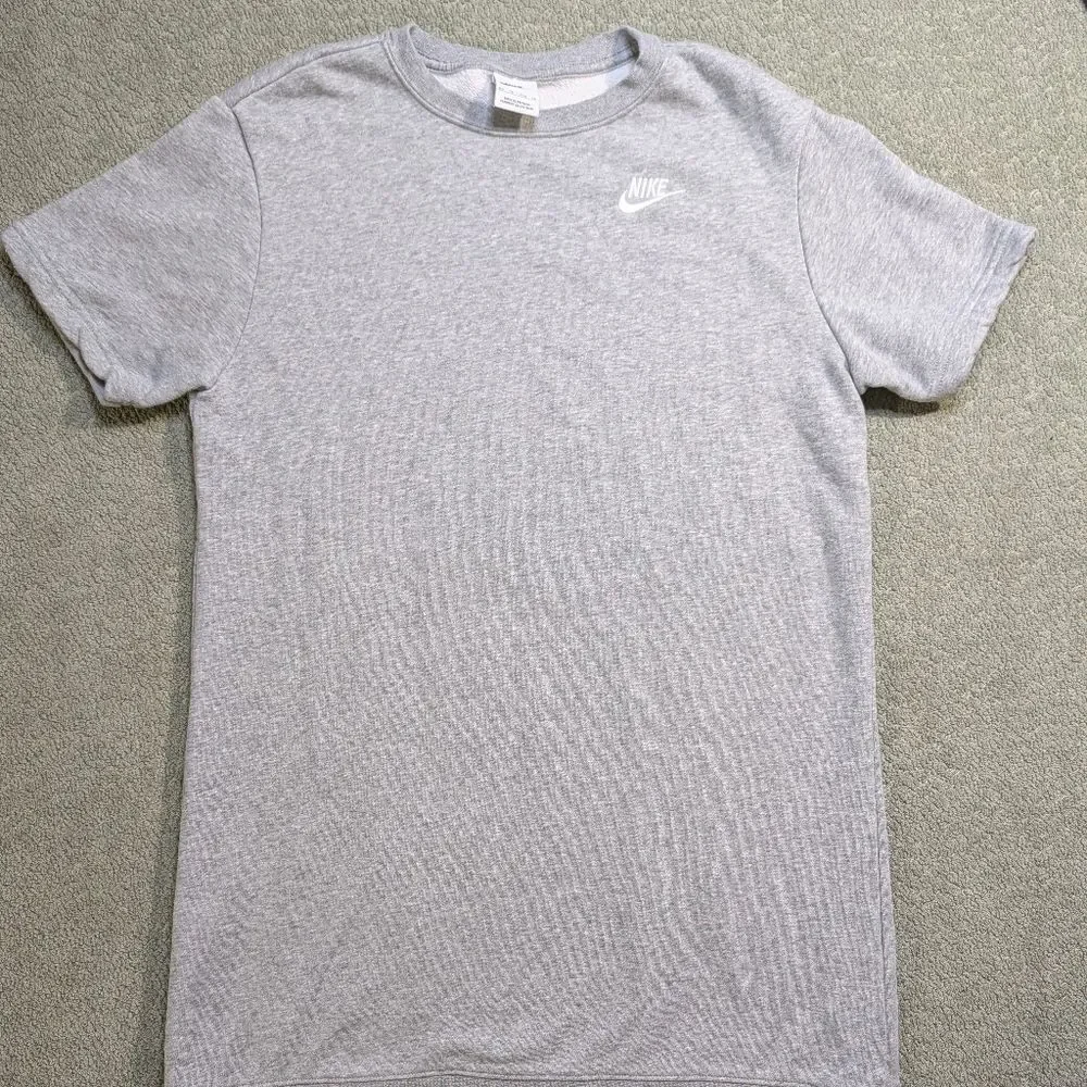 Nike Light Gray Short Sleeve Sweater Fleece Dress XS extra Small